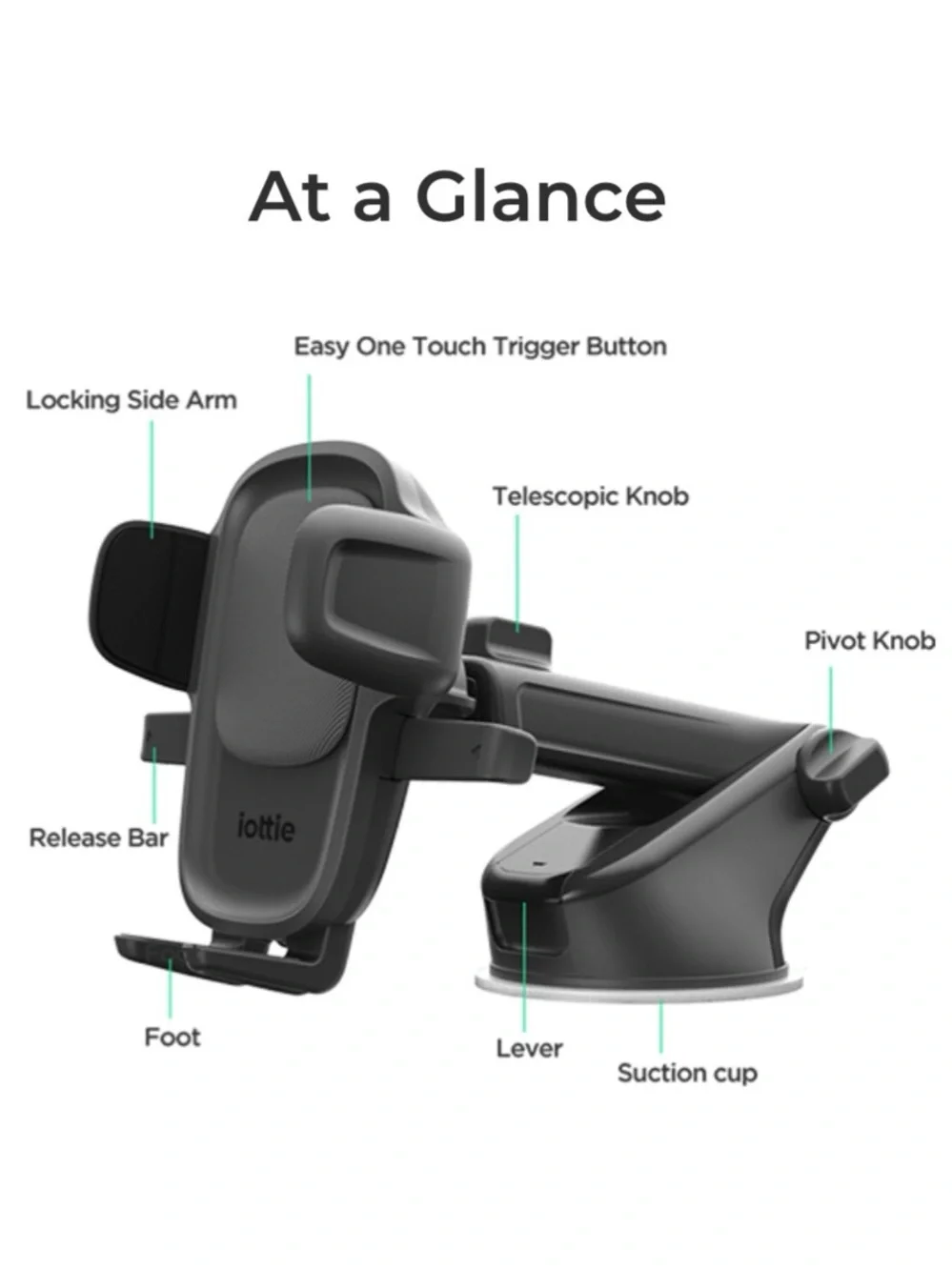 iOttie Car Phone Mount - Black, Universal Adjustable Smartphone Holder